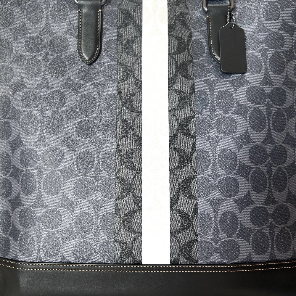 NWT COACH Men’s Signature Web Tall Tote Bag Black & Gray